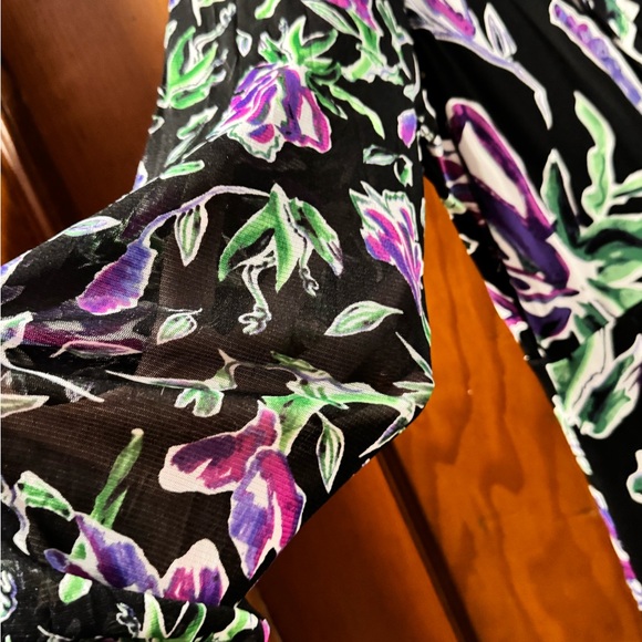 Diane Von Furstenberg Vivienne Black and Purple Floral Midi Dress, Size XL, NWT - Picture 8 of 11